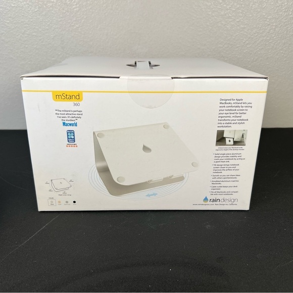 Rain Design mStand360 Silver Laptop Stand w/ Swivel Base, New In Box - Picture 10 of 10